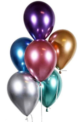 The Magic Balloons Store- 9" Solid  Multi-Color Chrome Balloons Pack of 30