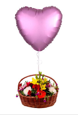 The Magic Balloons Store- Pink Heart Balloon Flower Bouquet-181140