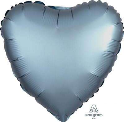 Anagram 18″ Satin Deluxe Steel Blue Heart Foil Balloon (pack of 1)