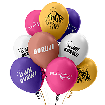 The Magic Balloons Guruji Balloons 12" Multicolor Metallic Balloons Blessing Guruji Pack of 50pcs For Guruji Special Day Decoration, Satsang The Magic Balloons Guruji Balloons 12" Multicolor Metallic Balloons Blessing Guruji Pack of 50pcs For Guruji Special Day Decoration, Satsang