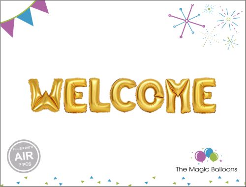 Welcome Foil Balloon Set (Pack of 7 Letter- Silver) Welcome Foil Balloon Set (Pack of 7 Letter- Silver)